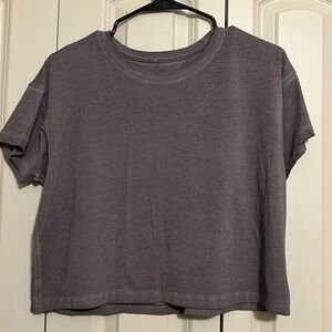 Lululemon Cates Crop tshirt crewneck pima cotton short sleeve, mineral gray wash